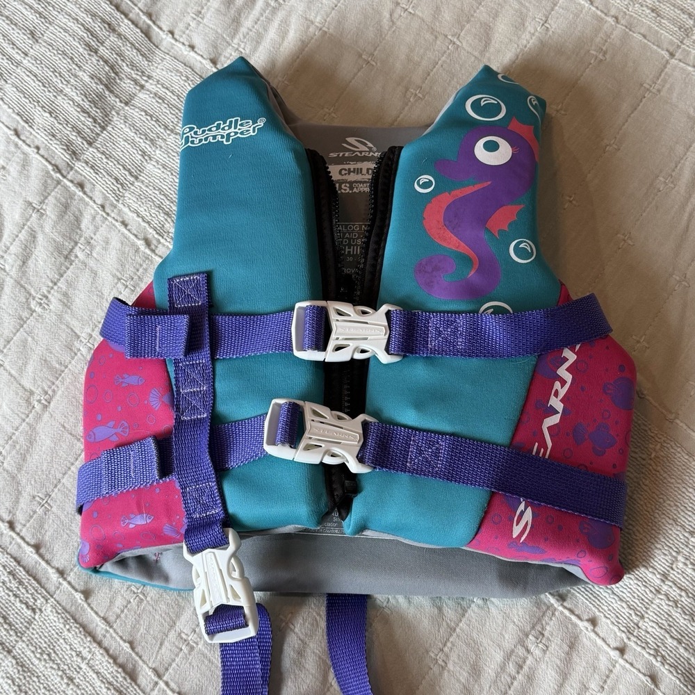 Stearns Puddle Jumper Child Life Jacket Seahorse / Fish Theme User wt. 30-50 lbs